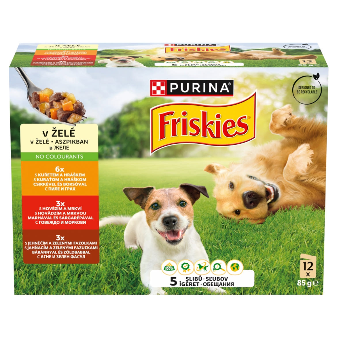 Friskies teljes értékű kutyaeledel felnőtt kutyák számára aszpikban 12 x  (1020 g)