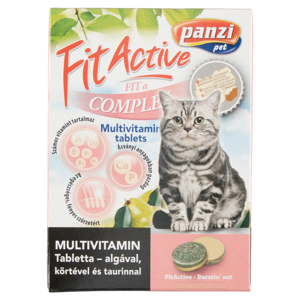 Panzi Fit Active Fit a Complex multivitamin tabletta kiegészítő takarmány macskáknak 30 db