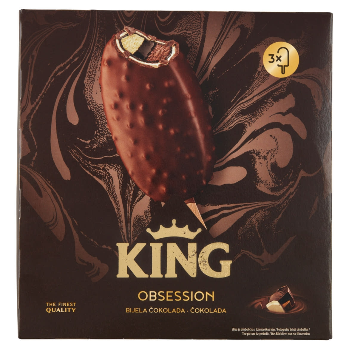 King Obsession, fehér csokoládés és csokoládés tejjégkrém csokoládé îzű töltelékkel,  3 x  / 3 x 86 g
