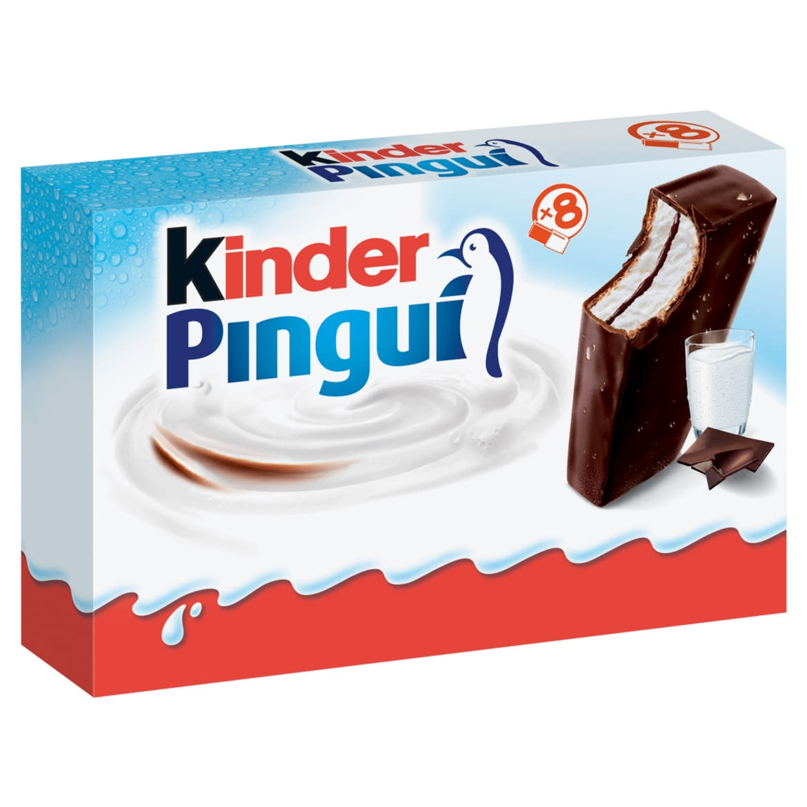 Kinder Pingui Cacao tejes és kakaós krémmel töltött sütemény étcsokoládé bevonattal 8 x  (240 g)