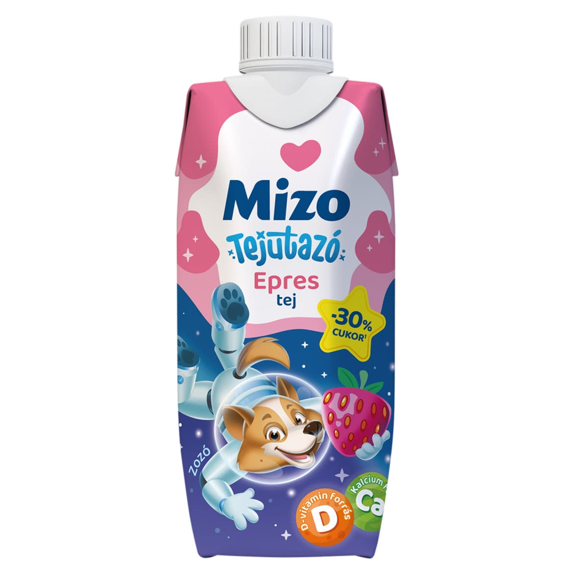 Mizo Tejutazó UHT zsírszegény laktózmentes epres tej D-vitaminnal és rosttal