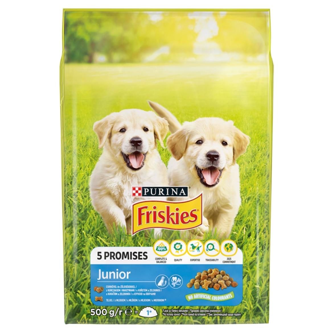 Friskies Junior száraz kutyaeledel csirkével, zöldségekkel és tejjel