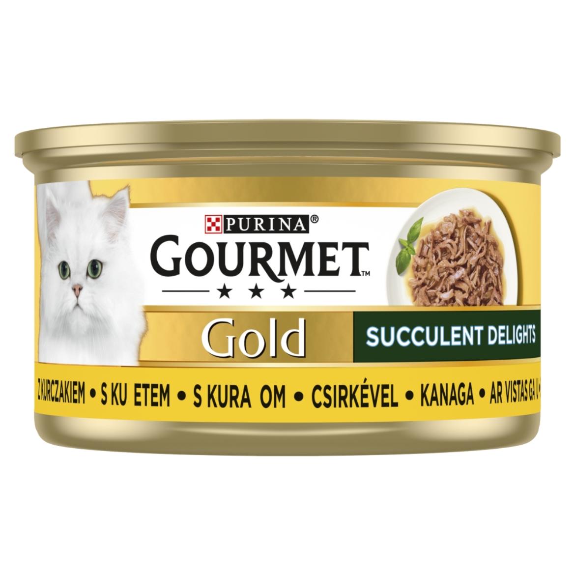 Gourmet Gold Succulent Delights teljes értékű állateledel felnőtt macskák számára csirkével