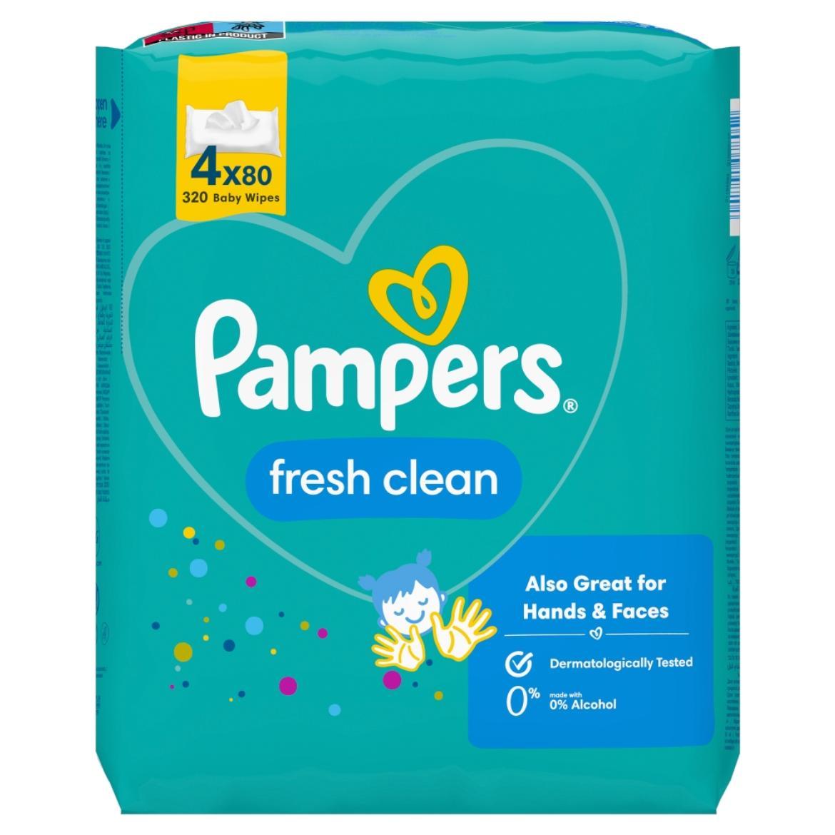 Pampers Fresh Clean Nedves Törlőkendő, 4 Csomag = 320 db