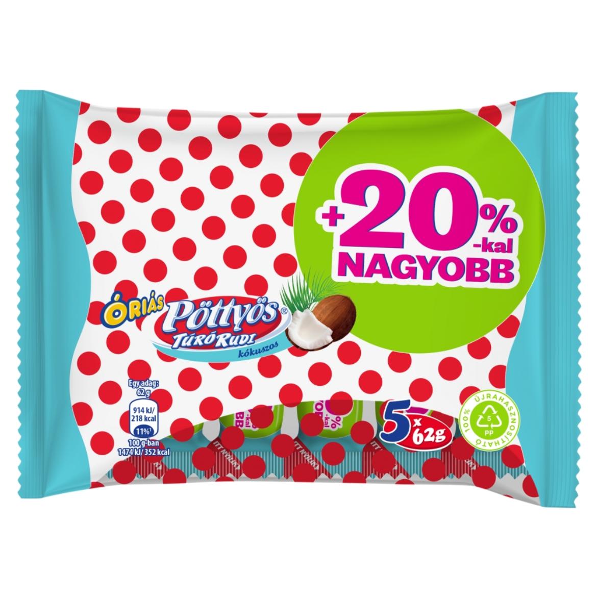 Pöttyös Óriás Túró Rudi kókuszos túródesszert tejes bevonattal 5 x  (310 g)