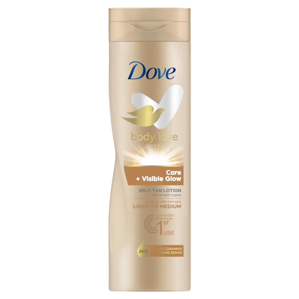 Dove Body Love Care + Visible Glow önbarnító testápoló a világos-közepes árnyalatú bőrért
