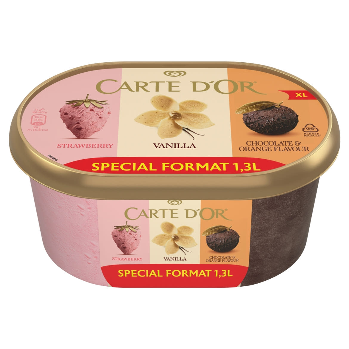 CARTE D'Or Jégkrém eper-vanília-csokoládé  / 660 g