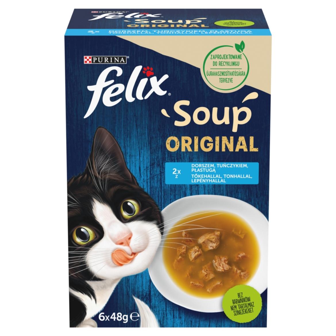 Felix Soup Original halas válogatás kiegészítő nedves macskaeledel szószban 6 x  (288 g)