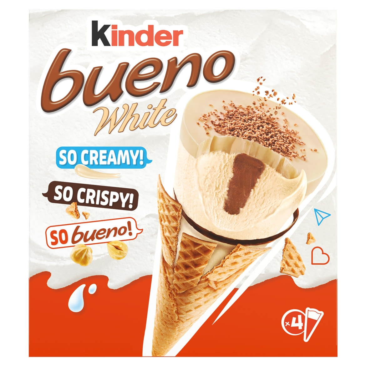 Kinder Bueno tölcséres jégkrém White, gyorsfagyasztott 4x90 ml, 360 ml /