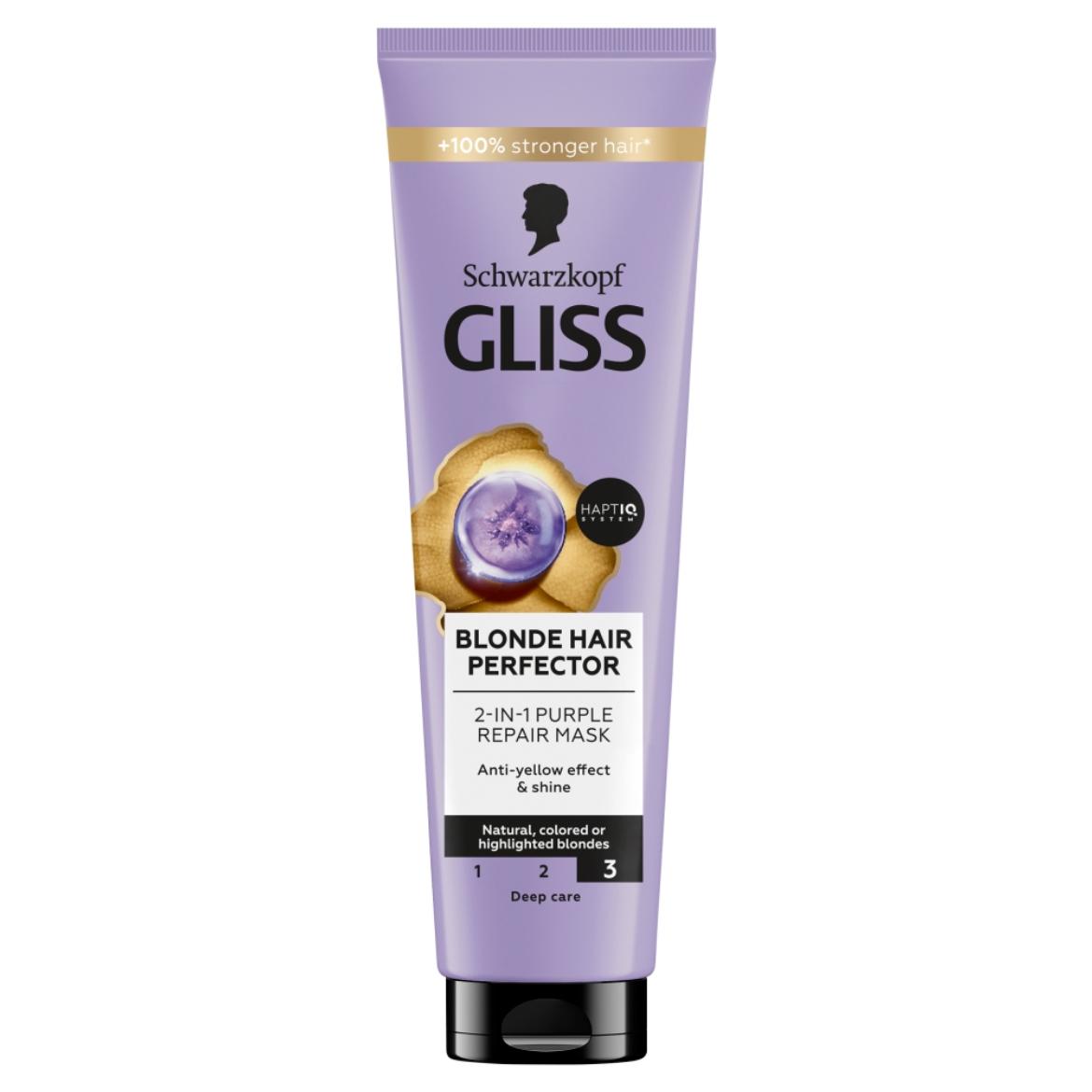 Gliss Blonde Hair Perfector 2 az 1-ben lila hamvasító hajpakolás