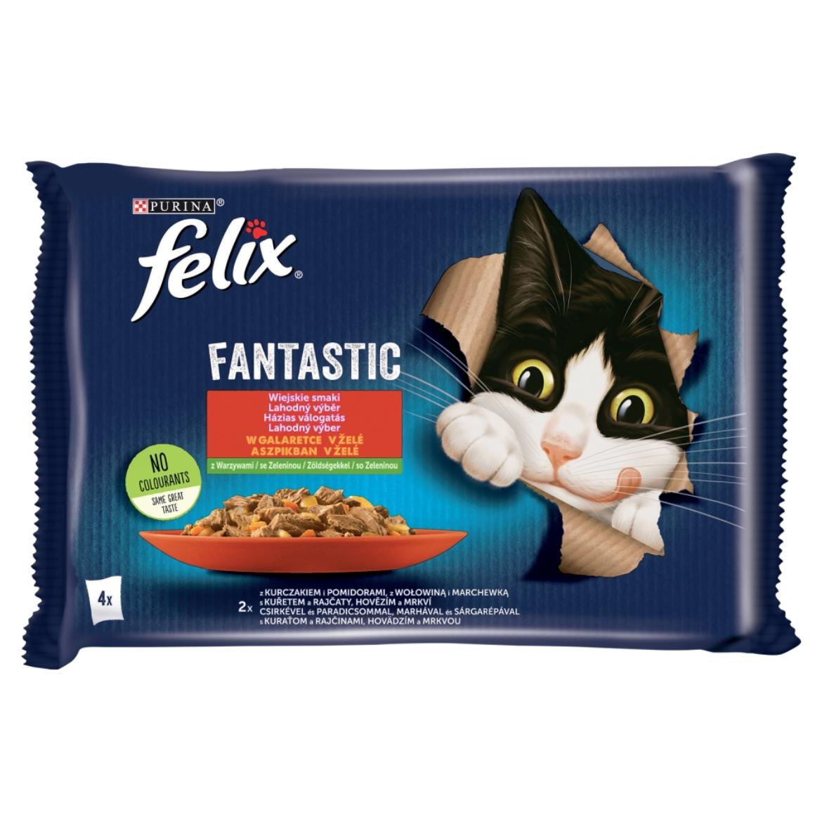 Felix Fantastic Csirkével/Marhával aszpikban nedves macskaeledel 4 x  (340 g)