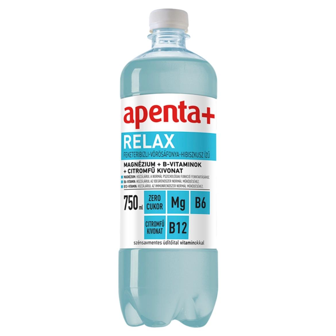 Apenta+ Relax feketeribizli-vörösáfonya-hibiszkusz ízű szénsavmentes üdítőital vitaminokkal