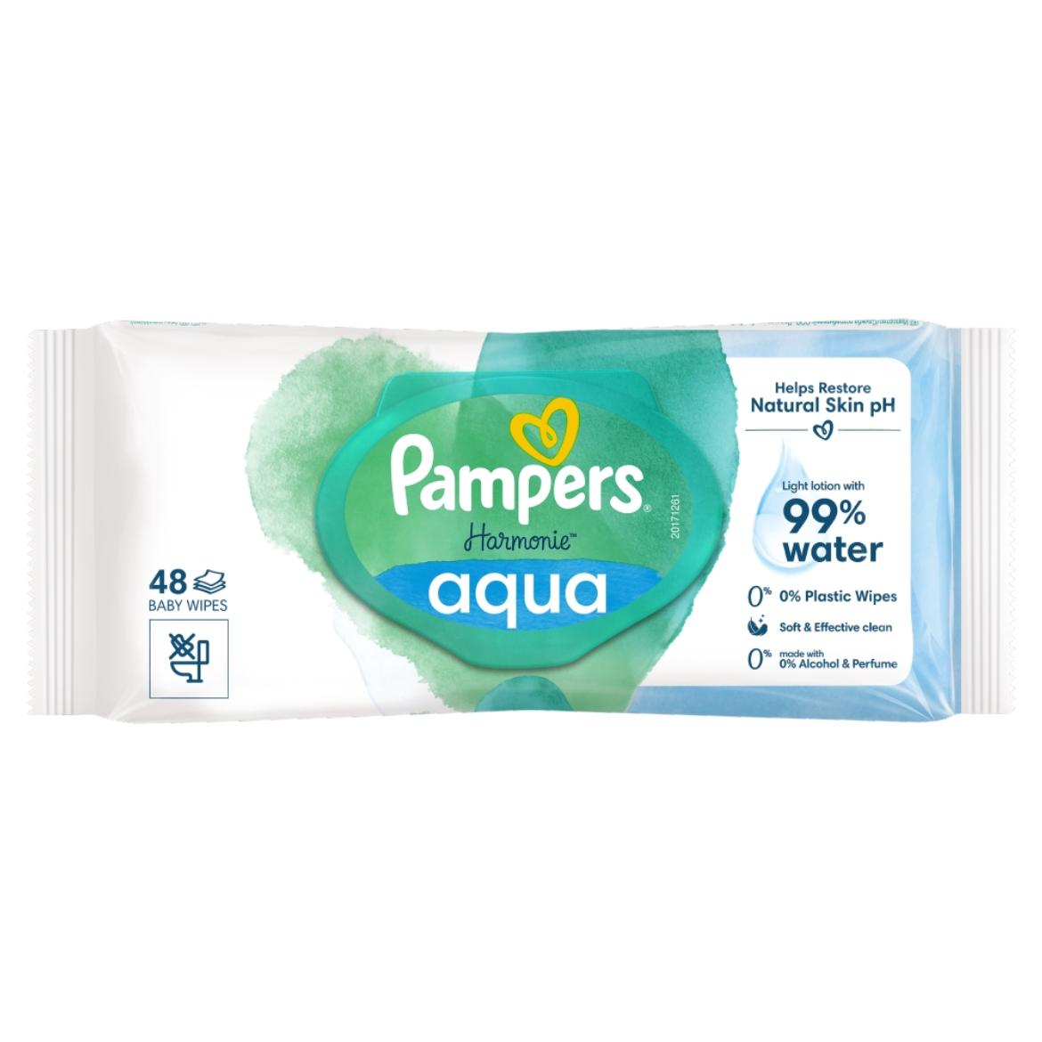 Pampers Harmonie Aqua Nedves Törlőkendő, 1 Csomag = 48 db Törlőkendő