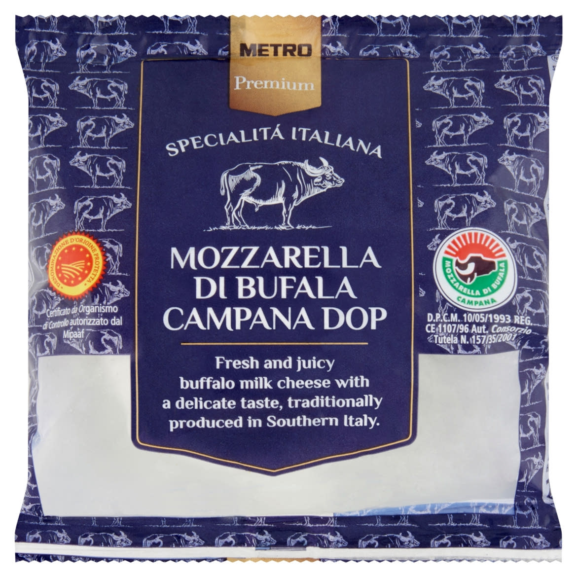 Metro Premium Mozzarella di Bufala Campana DOP zsíros lágy sajt bivalytejből 150 g