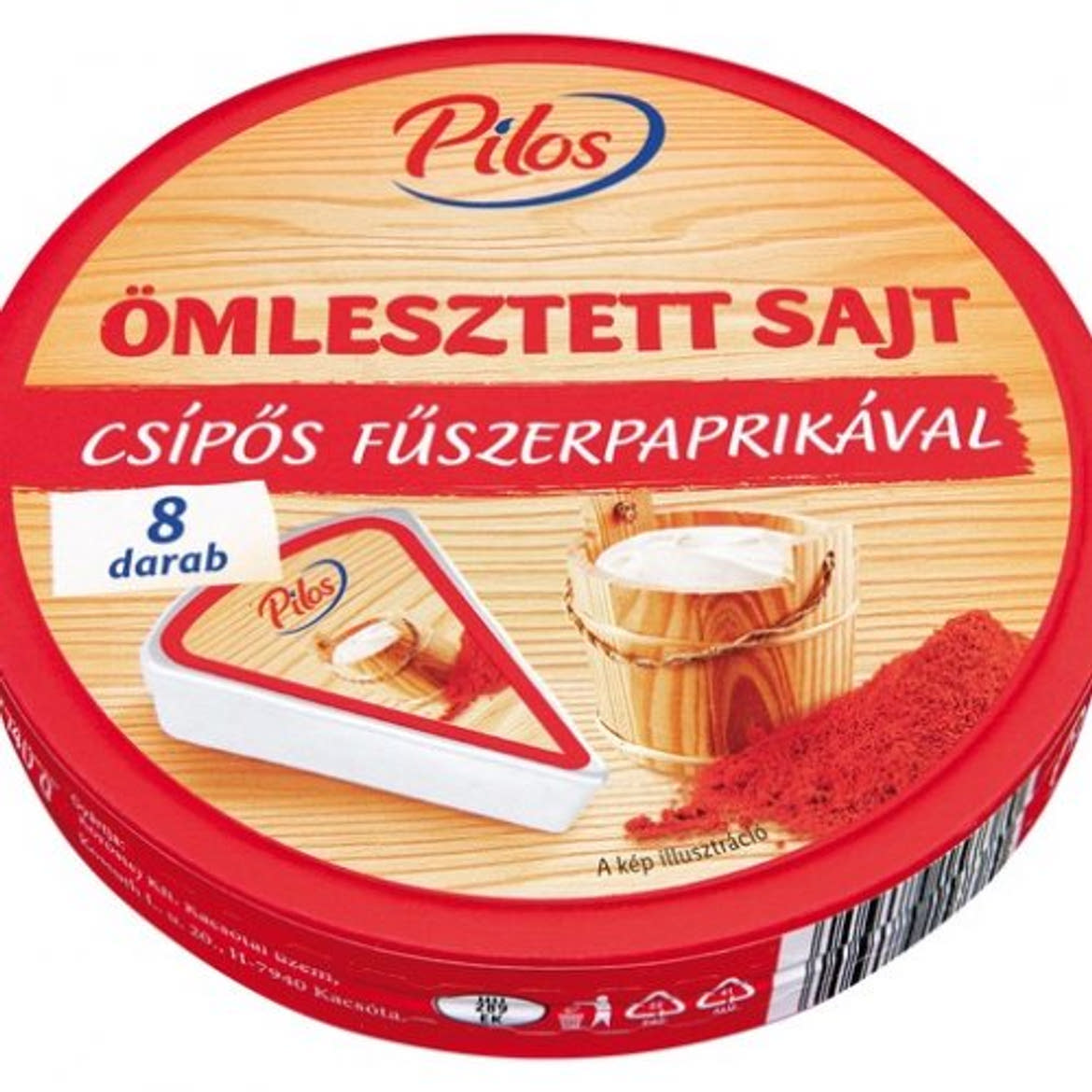 Pilos körcikkelyes dobozos sajt sonkás, 140 g