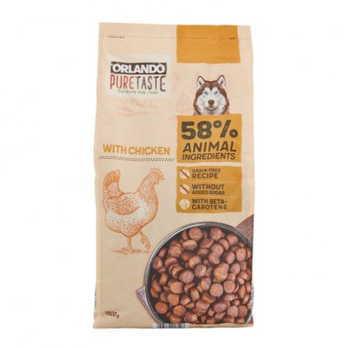 Orlando pure taste Száraz kutyaeledel baromfi, 1,5 kg