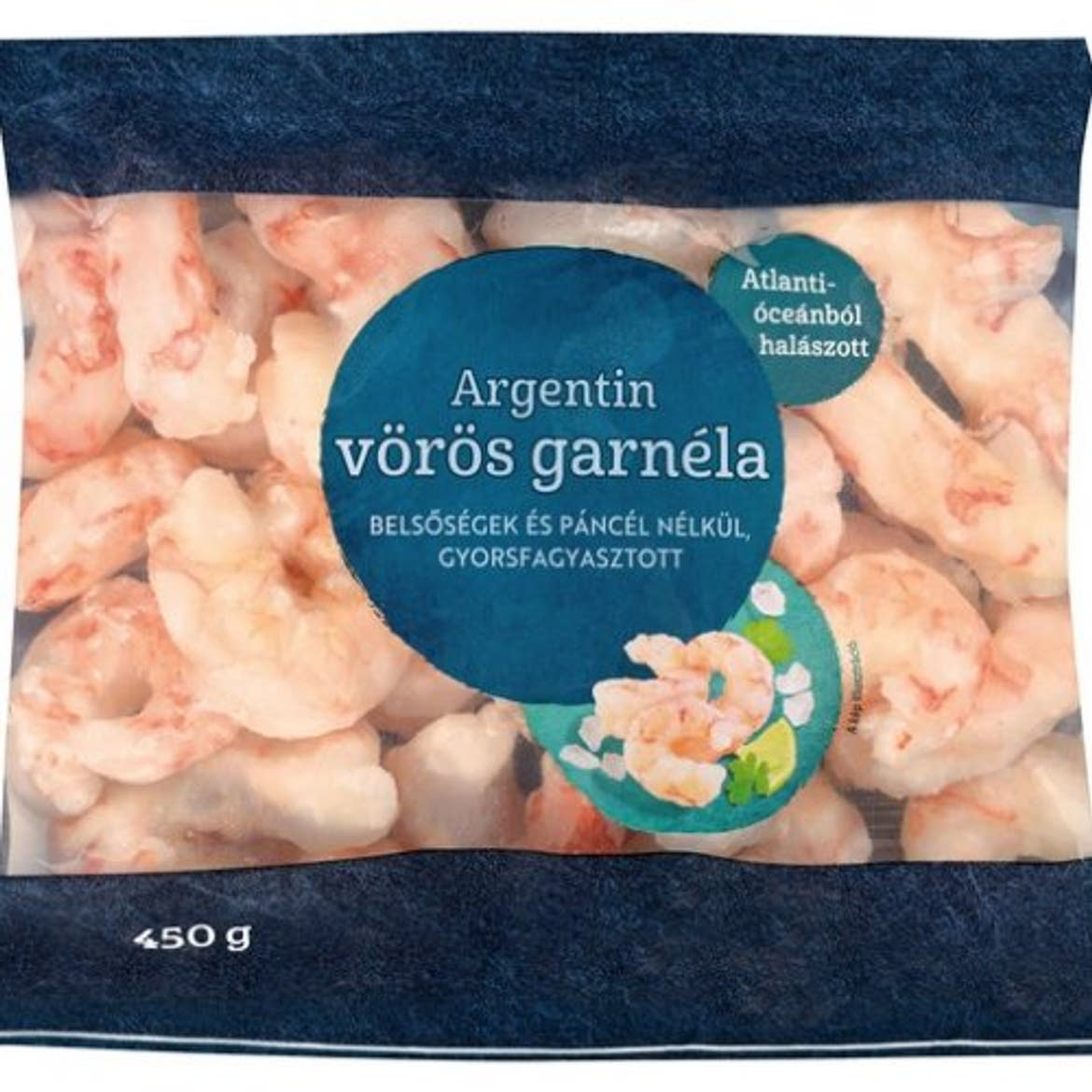 Argentin vörös garnéla, belsőségek és páncél nélkül, gyorsfagyasztott, 450 g