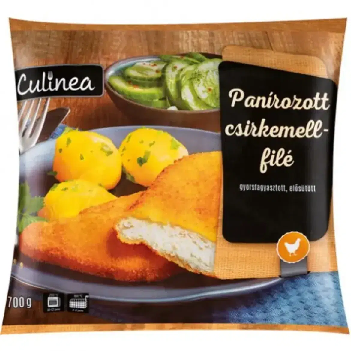 Culinea Panírozott csirkemell szelet, készre sütött, gyorsfagyasztott