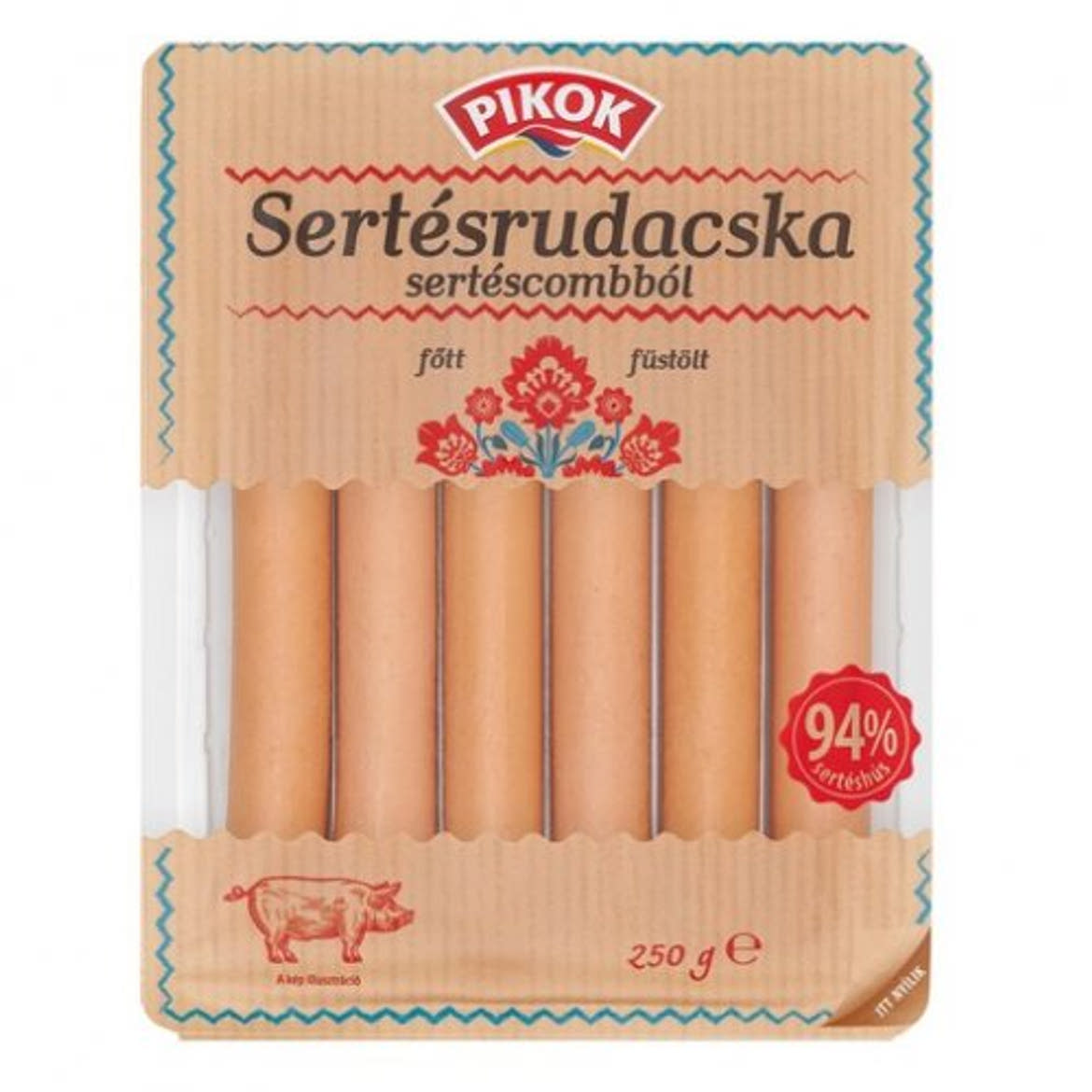 PIKOK Sertésrudacska, főtt, füstölt sertéscombból, 250 g