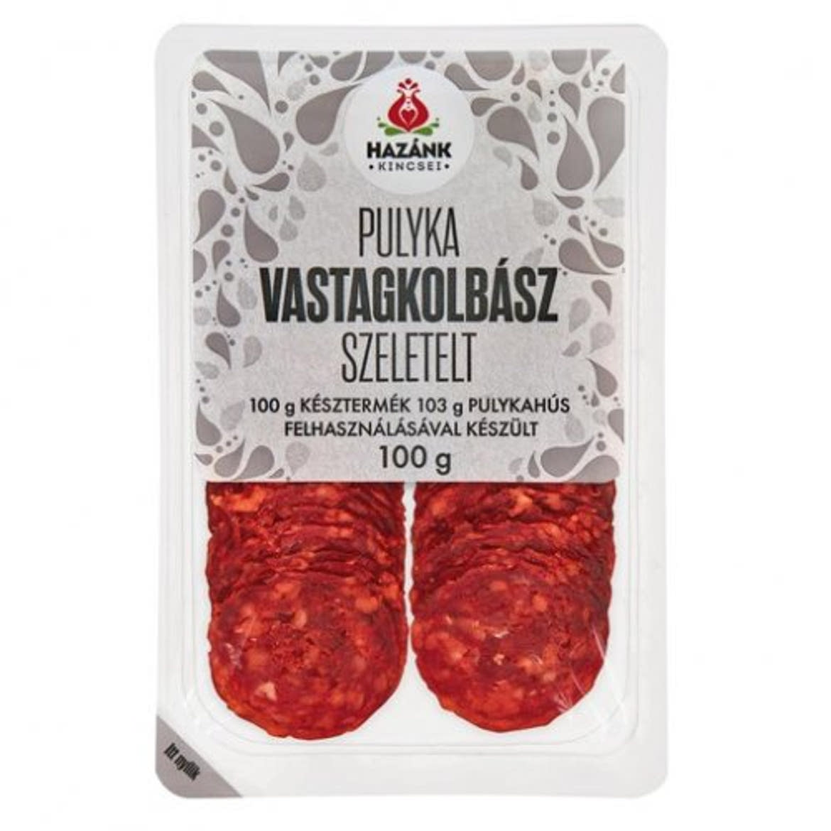 Hazánk Kincsei Pulyka vastagkolbász szeletelt, 100 g