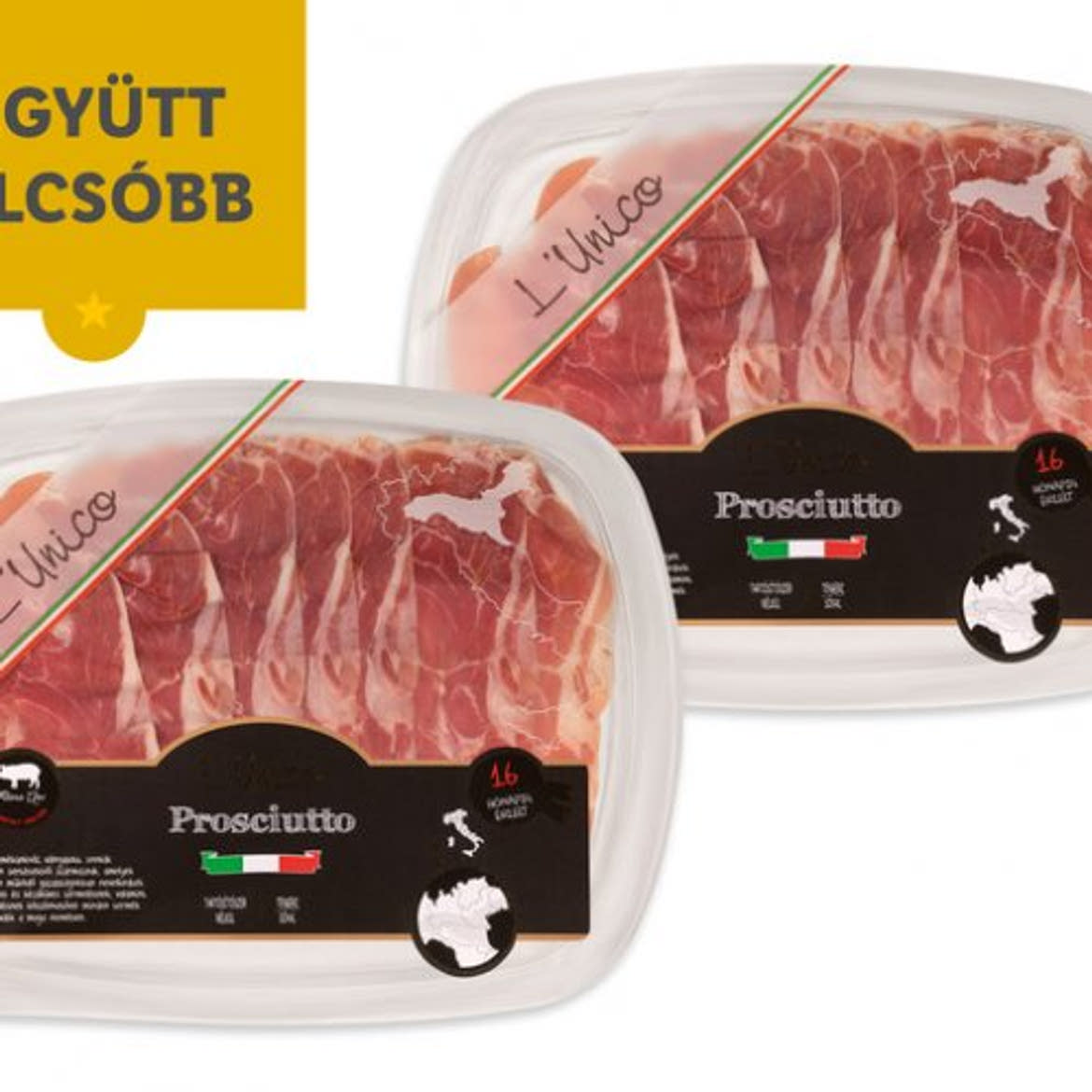 L'Unico Prosciutto szárított, 16 hónapig érlelt, szeletelt húskészítmény, 90 g
