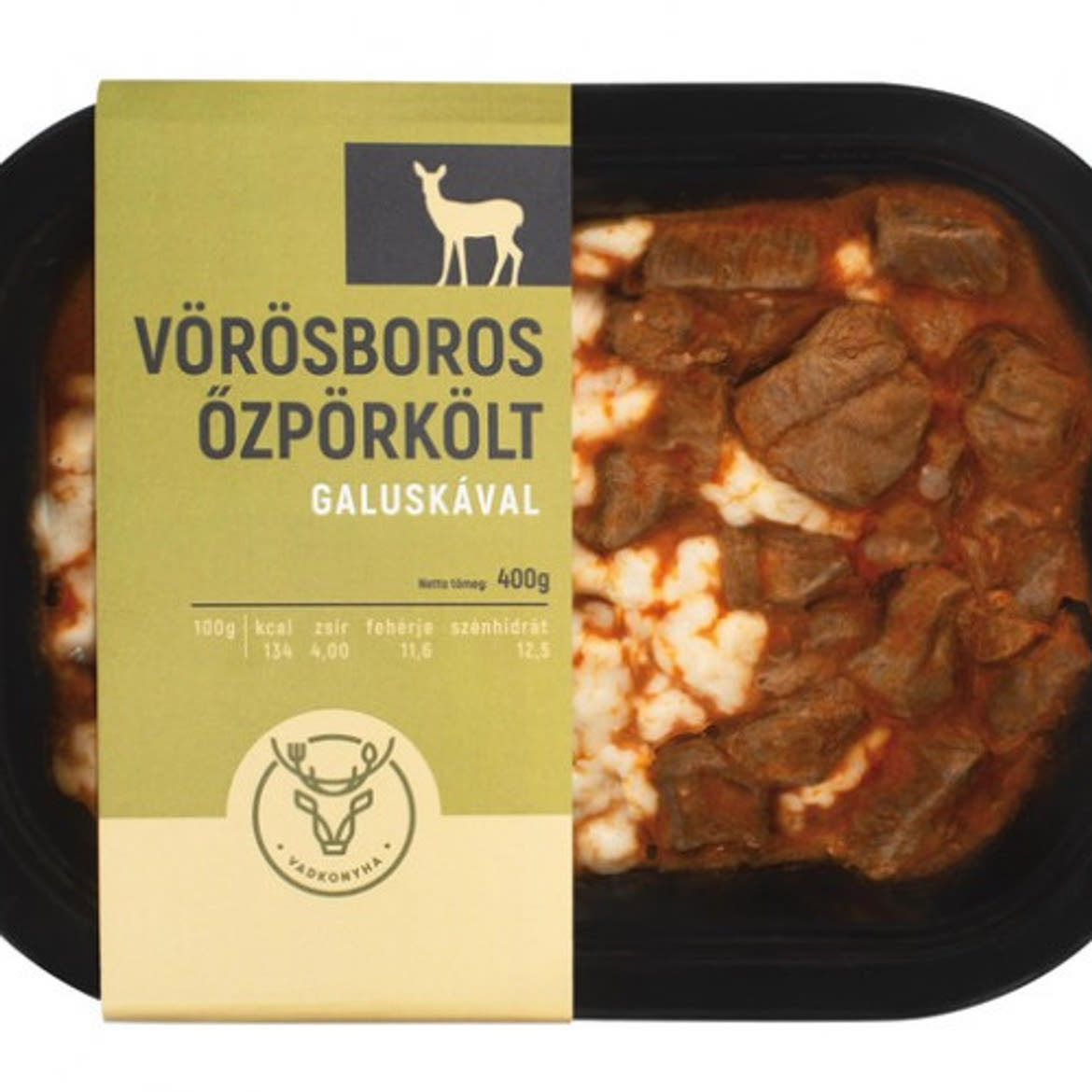 Vadkonyha Készételek Vörösboros őzpörkölt galuskával, 400 g