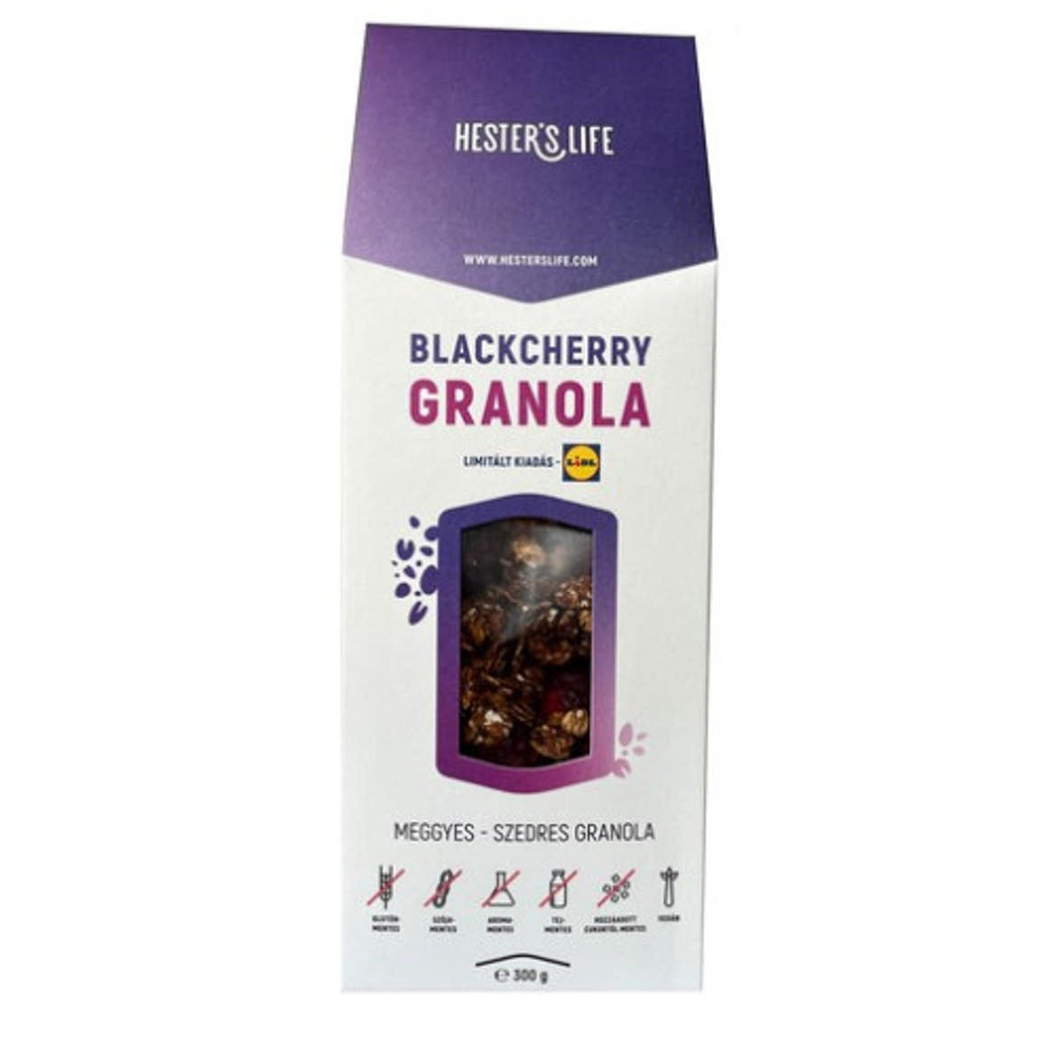 Hester's life Granola Meggyes-szedres, kakaós alappal, 300 g