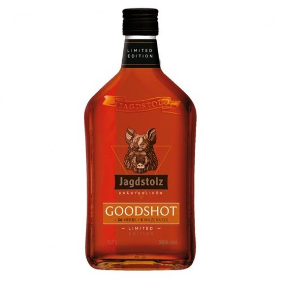 Jagdstolz Goodshot Keserűlikőr 56 gyógy-és fűszernövénnyel 38%, 0,7 L