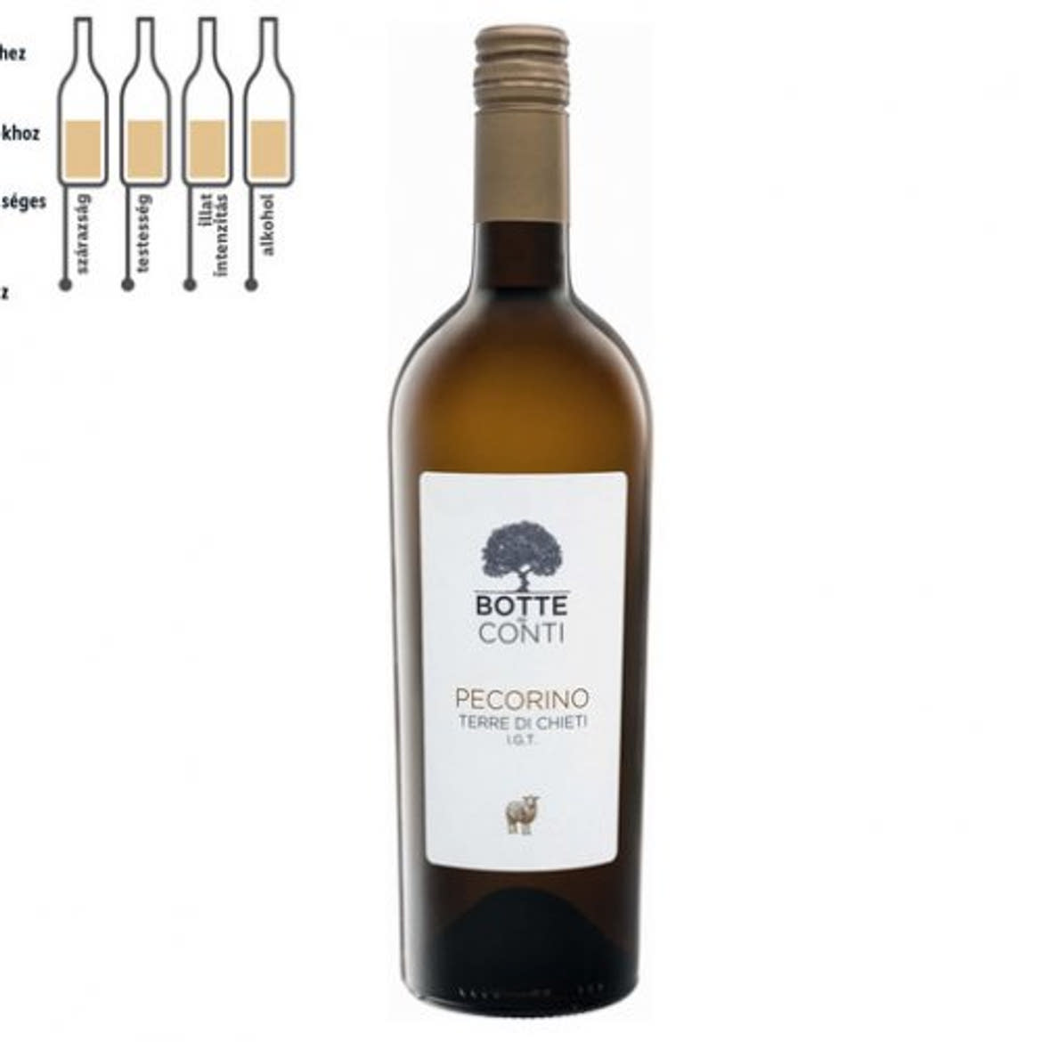 Botte dei conti Terre di Chieti Pecorino száraz fehérbor, 2022, 11,5 %, nem betétdíjas, 0,75 L