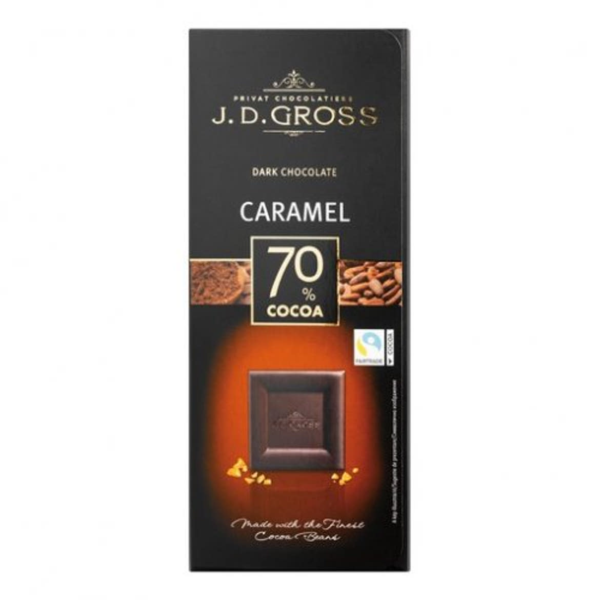 J.D.Gross Étcsokoládé 70% ropogós karamelldarabokkal, 125 g