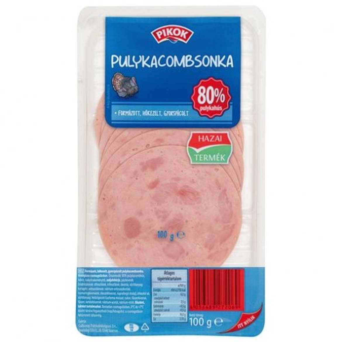 Pikok Pulykacombsonka szeletelt 80% púlykahuúsból, 100 g