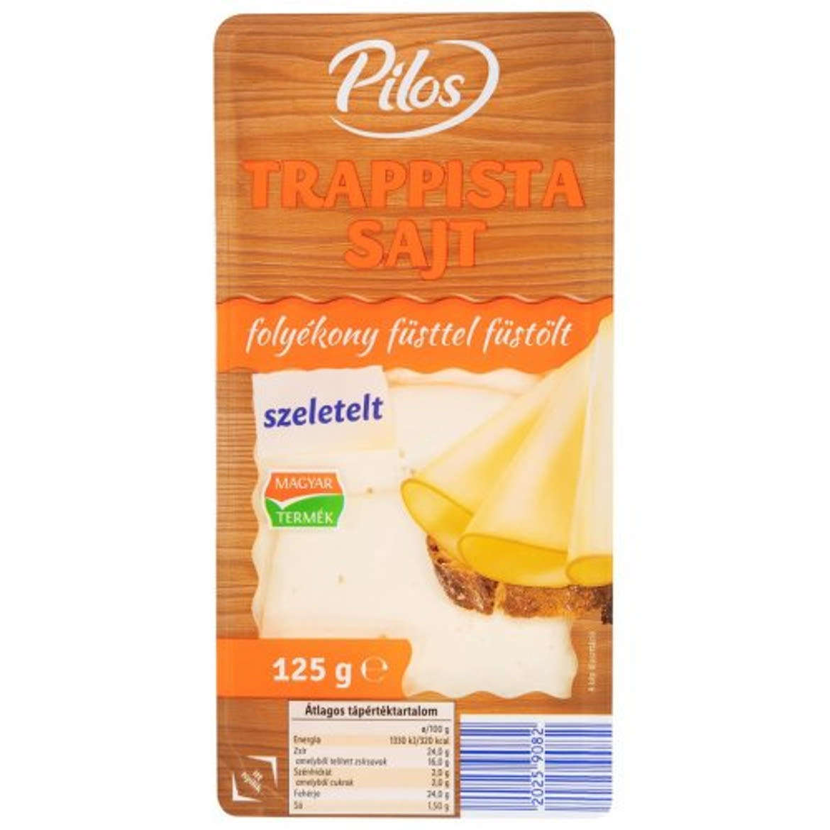 Pilos füstölt trappista sajt, szeletelt