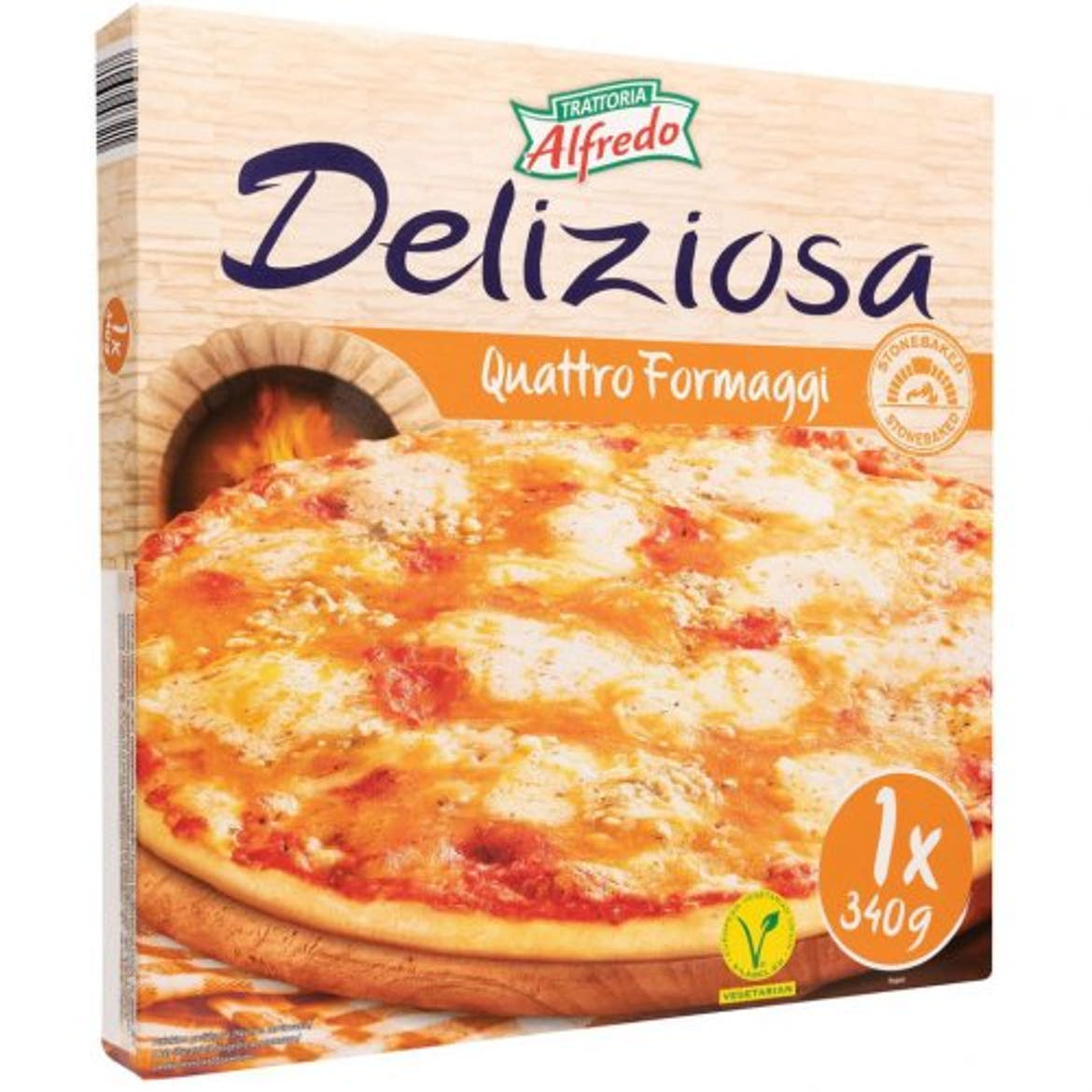 Trattoria Alfredo Négysajtos pizza, kövön sütött, gyorsfagyasztott, 340 g