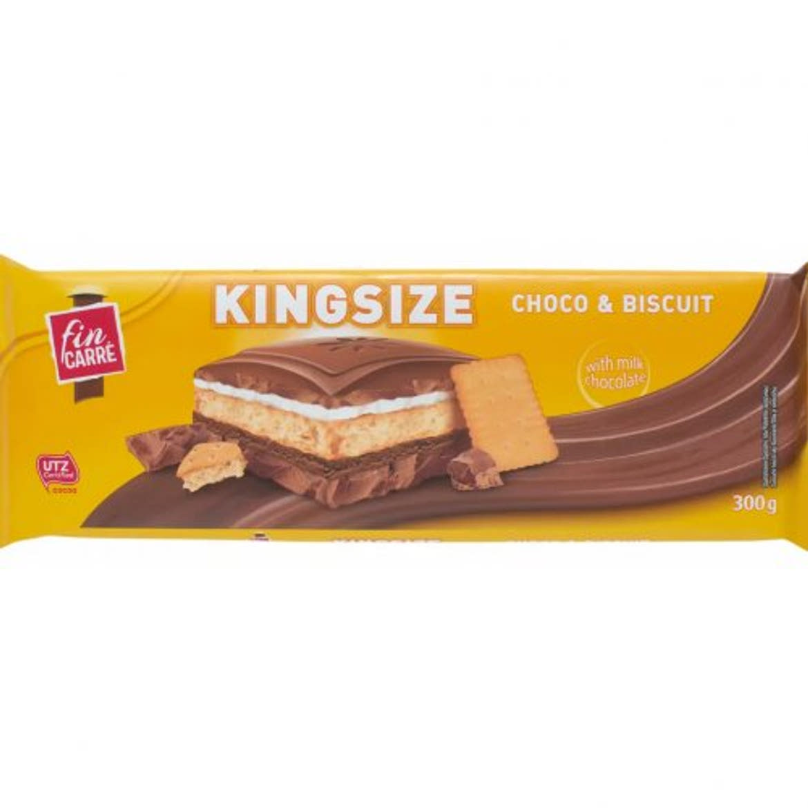 Fin Carré Kingsize Tejcsokoládé karamellás krémmel, pörkölt földimogyoróval, 295 g