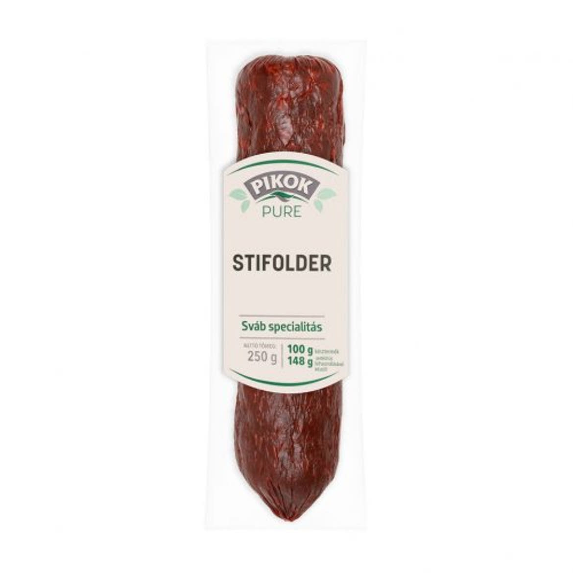 PIKOK PURE Stifolder füstőlt, félszáraz kolbász, sertéshúsból, 250 g