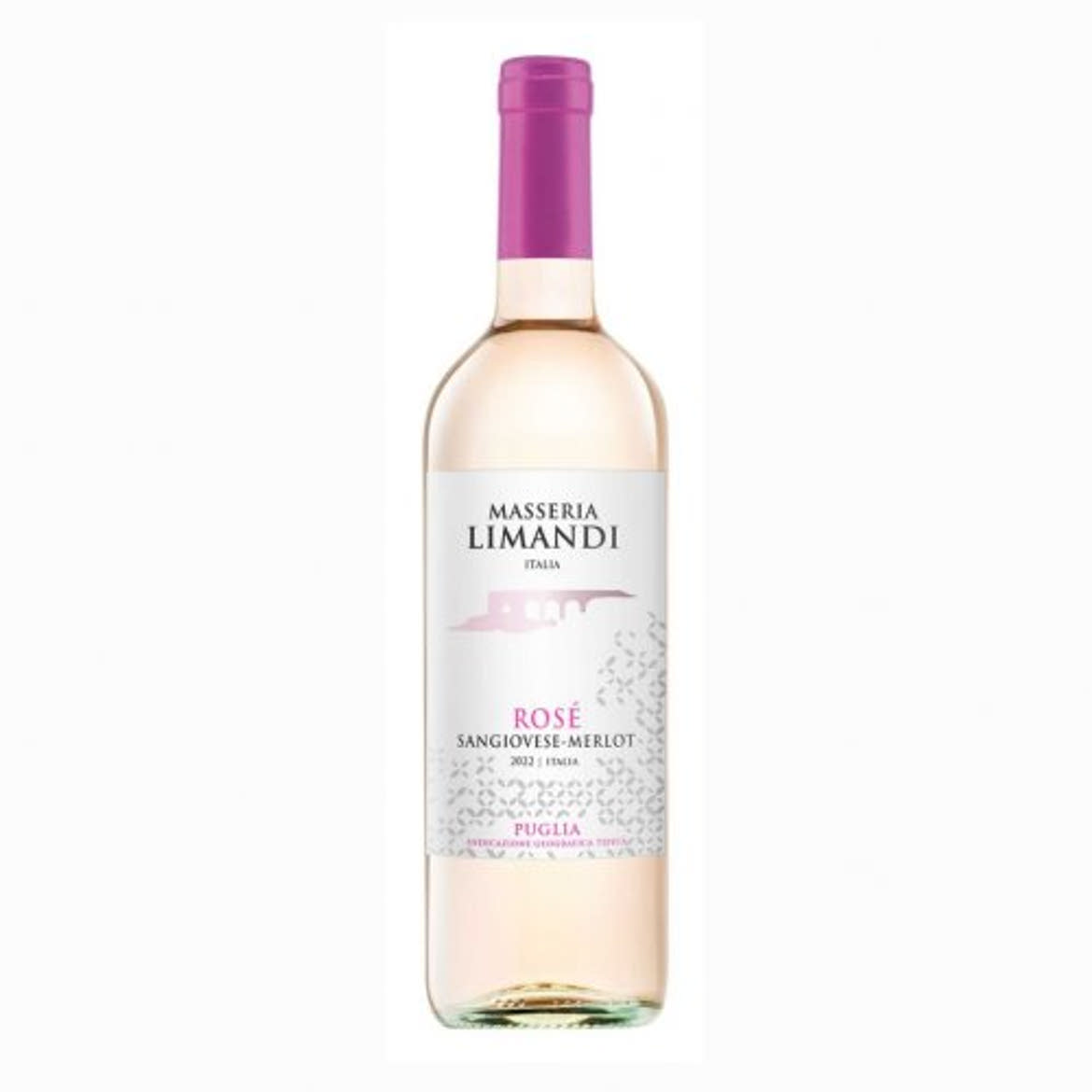 Masseria limandi Sangiovese merlot puglia száraz rosébor, 12,5%, nem betétdíjas,  0,75 L
