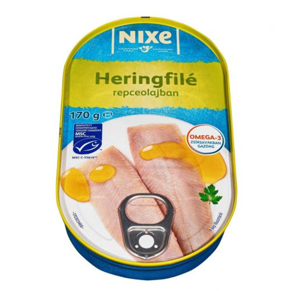 NIXE, Heringtörzs bőrrel, repceolajban, 170 g / 102 g