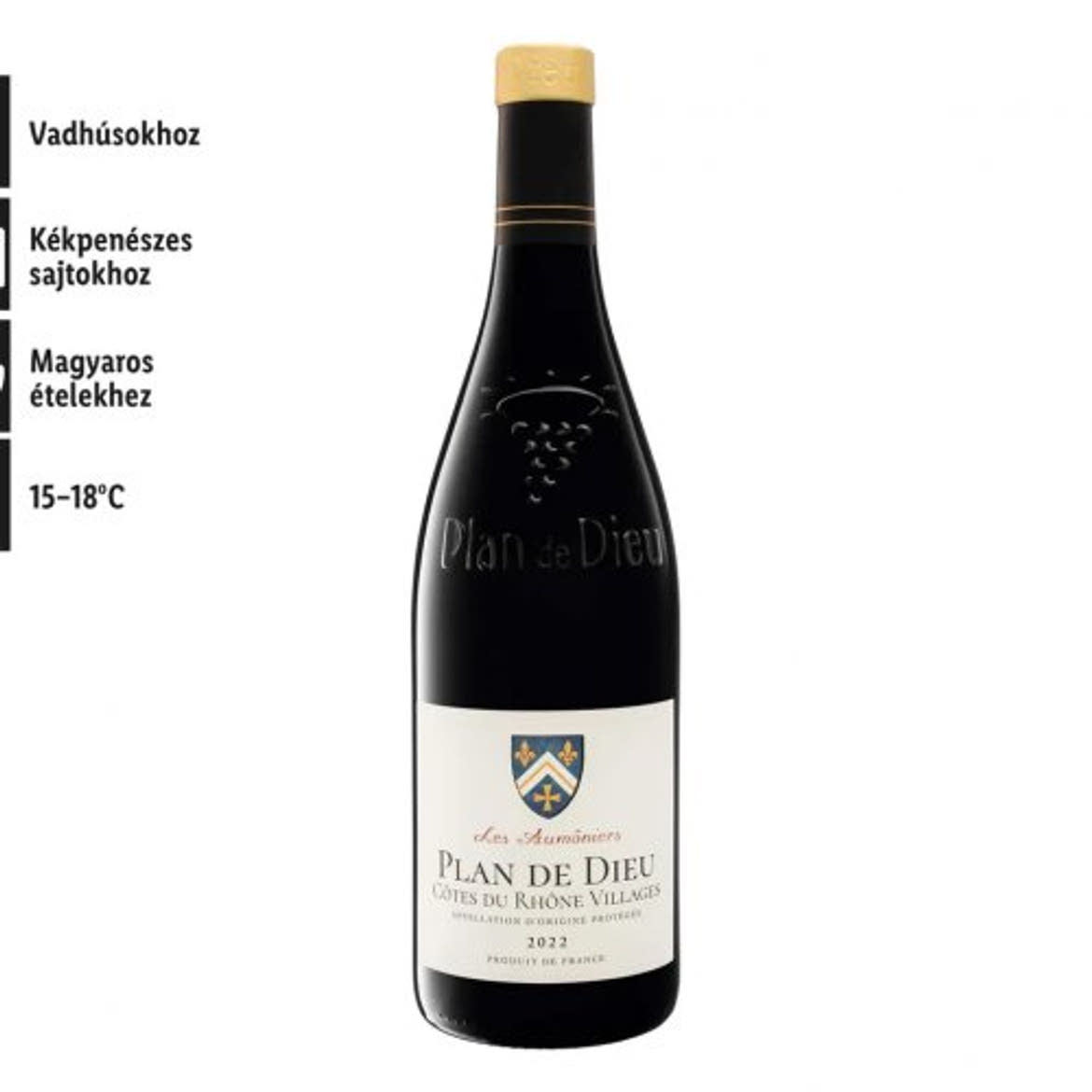 Plan de dieu, Côtes du Rhône Villages száraz vörösbor, 14%, 0,75 L