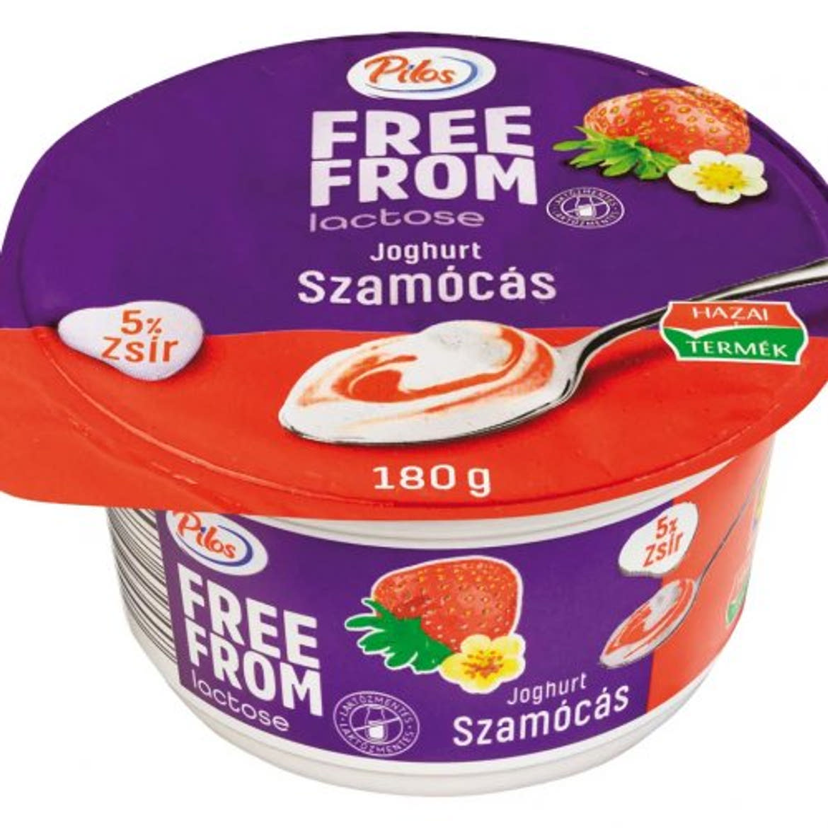 Pilos laktózmentes krémjoghurt epres, 180 g