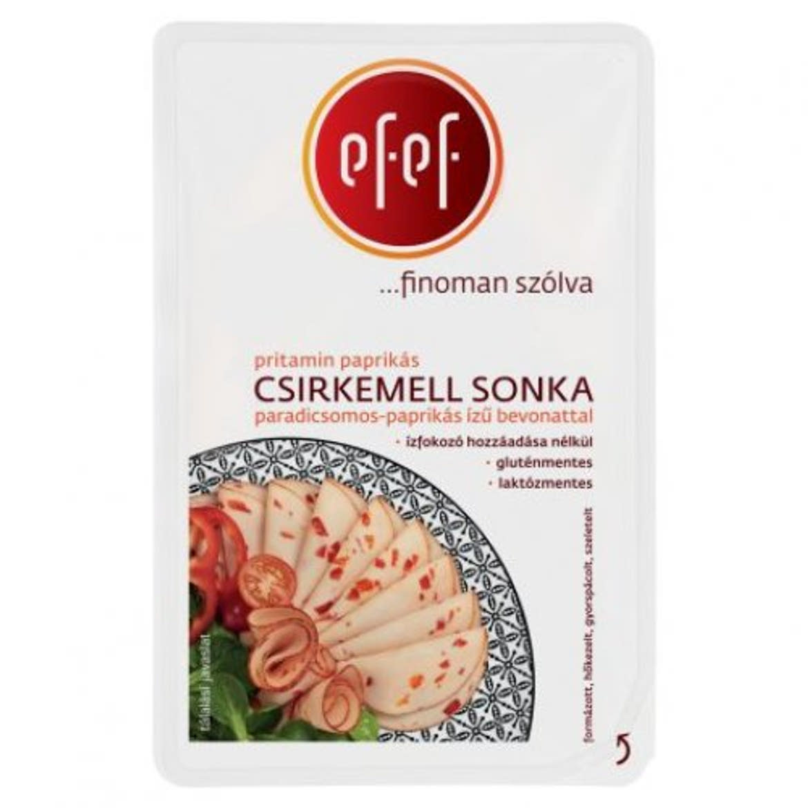 eFeF szeletelt pritamin paprikás csirkemell sonka paradicsomos-paprikás ízű bevonattal, 100 g