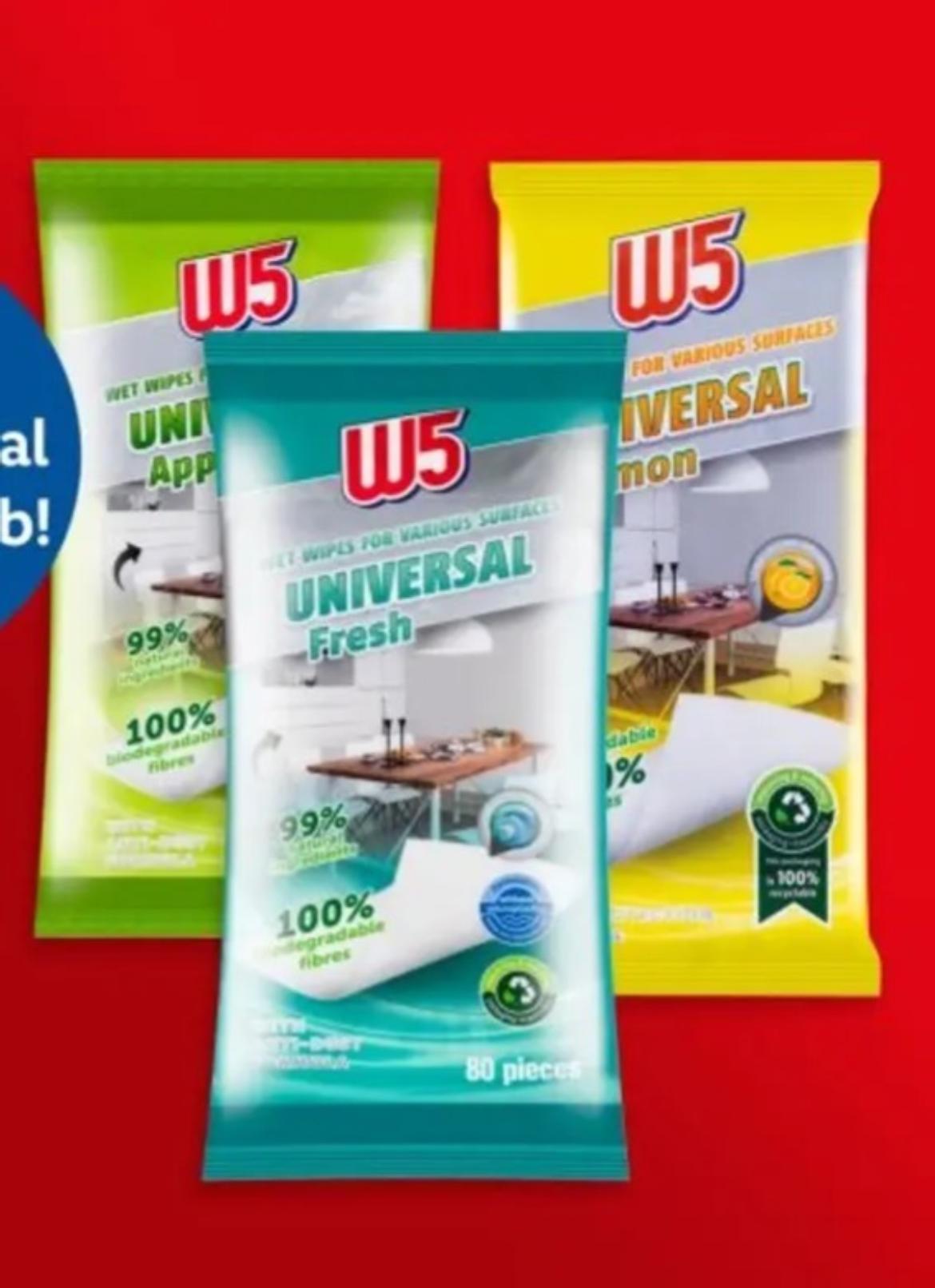 W5 Nedves tisztítókendő Bútor, 60 db