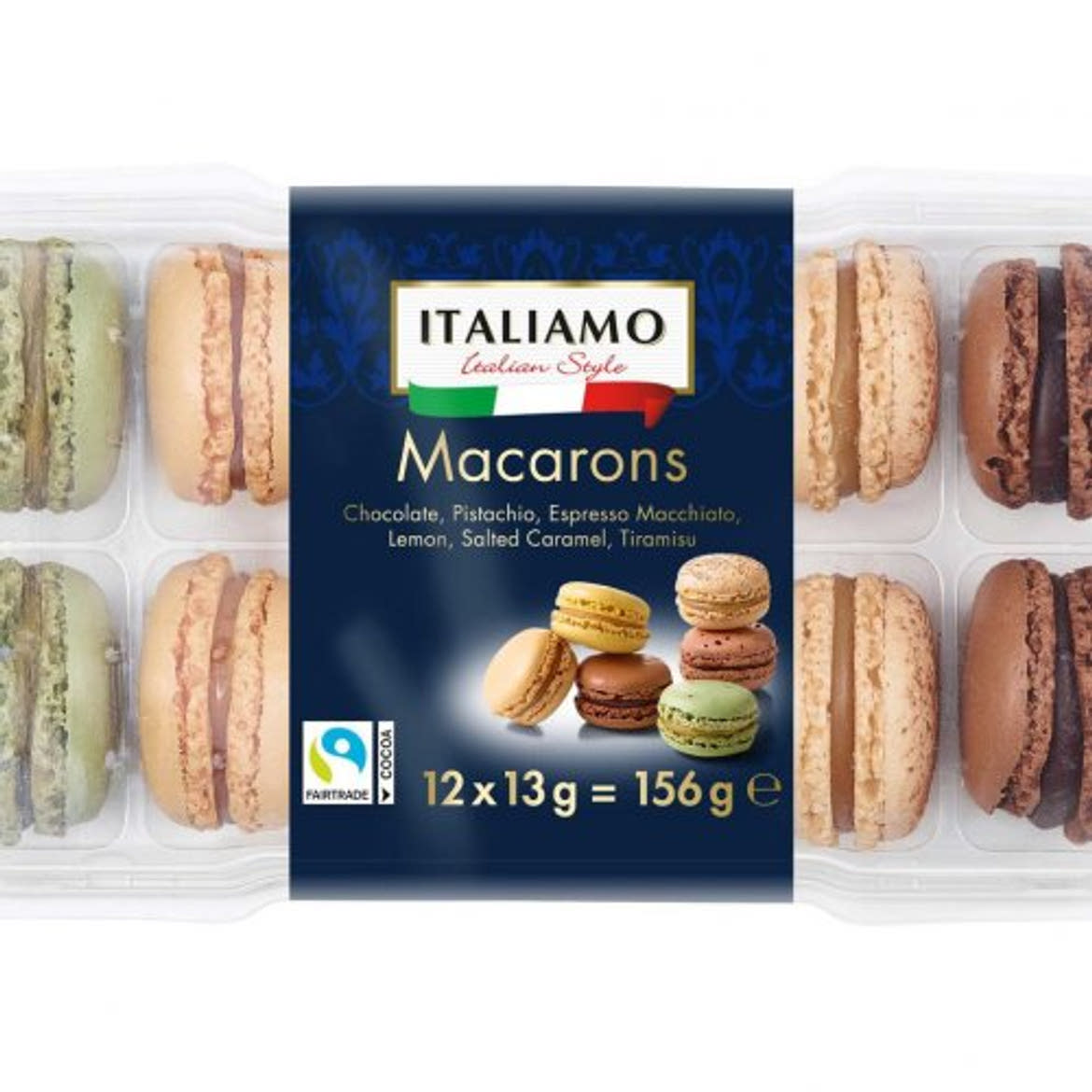 Italiamo / italian style Macaron, vegyes ízek, 12 db, 156 g