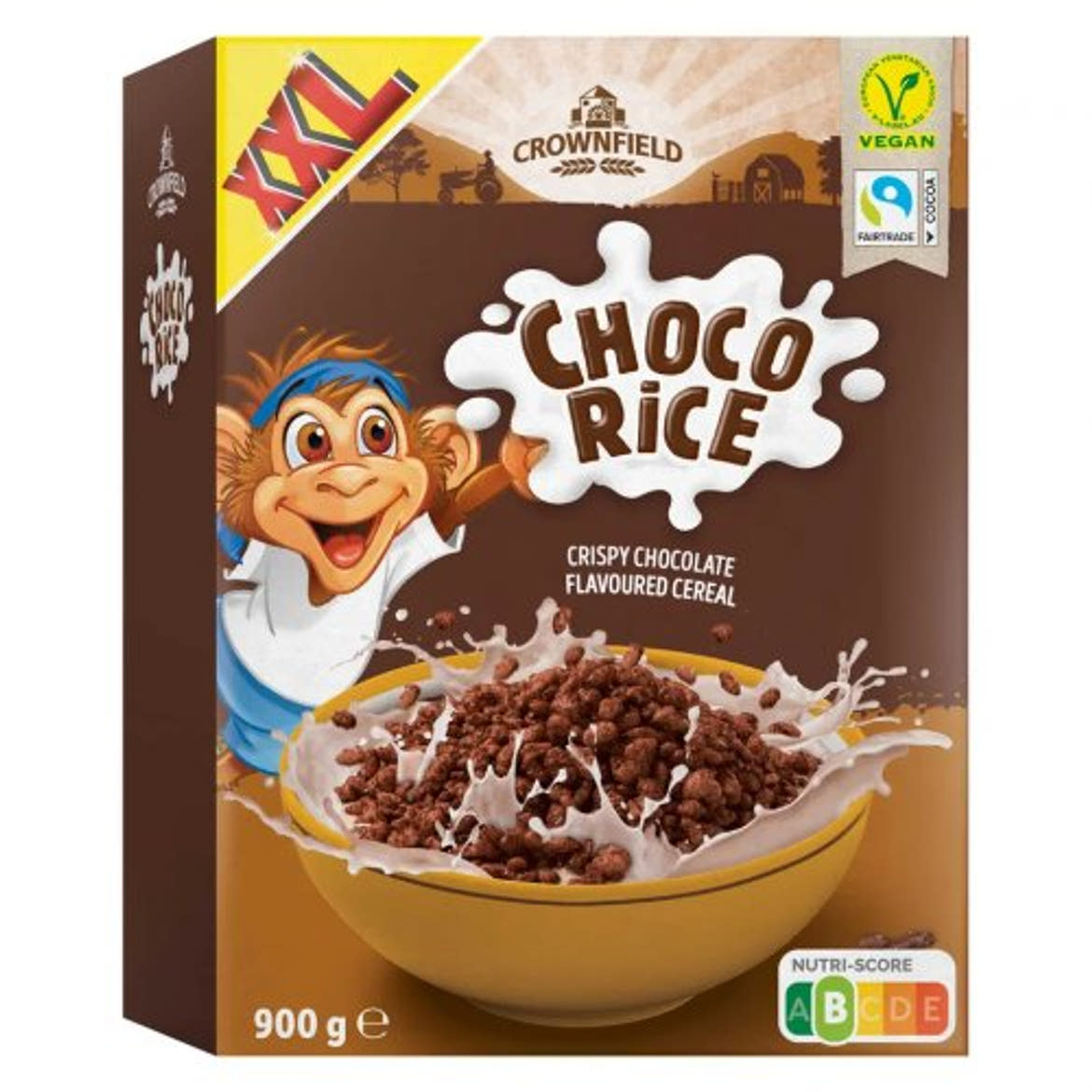 Crownfield Csokoládés gabonapehely Choco Rice, 900 g