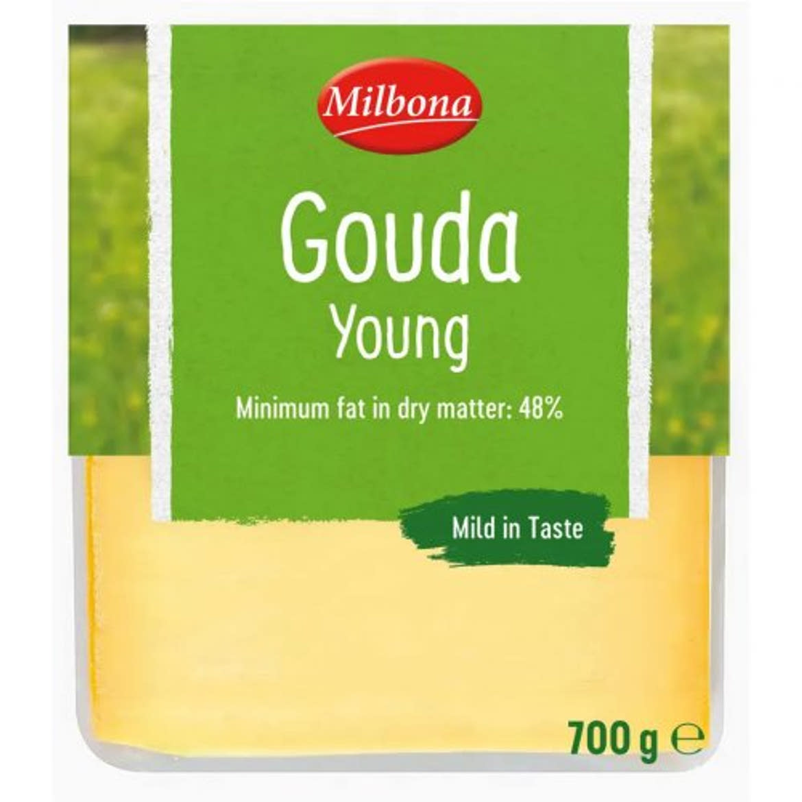 Milbona Gouda sajt, zsíros, félkemény, darabolt, 700 g