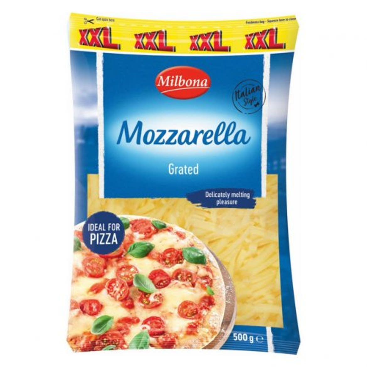 Milbona félzsíros, félkemyény, reszelt mozzarella sajt XXL, 500 g