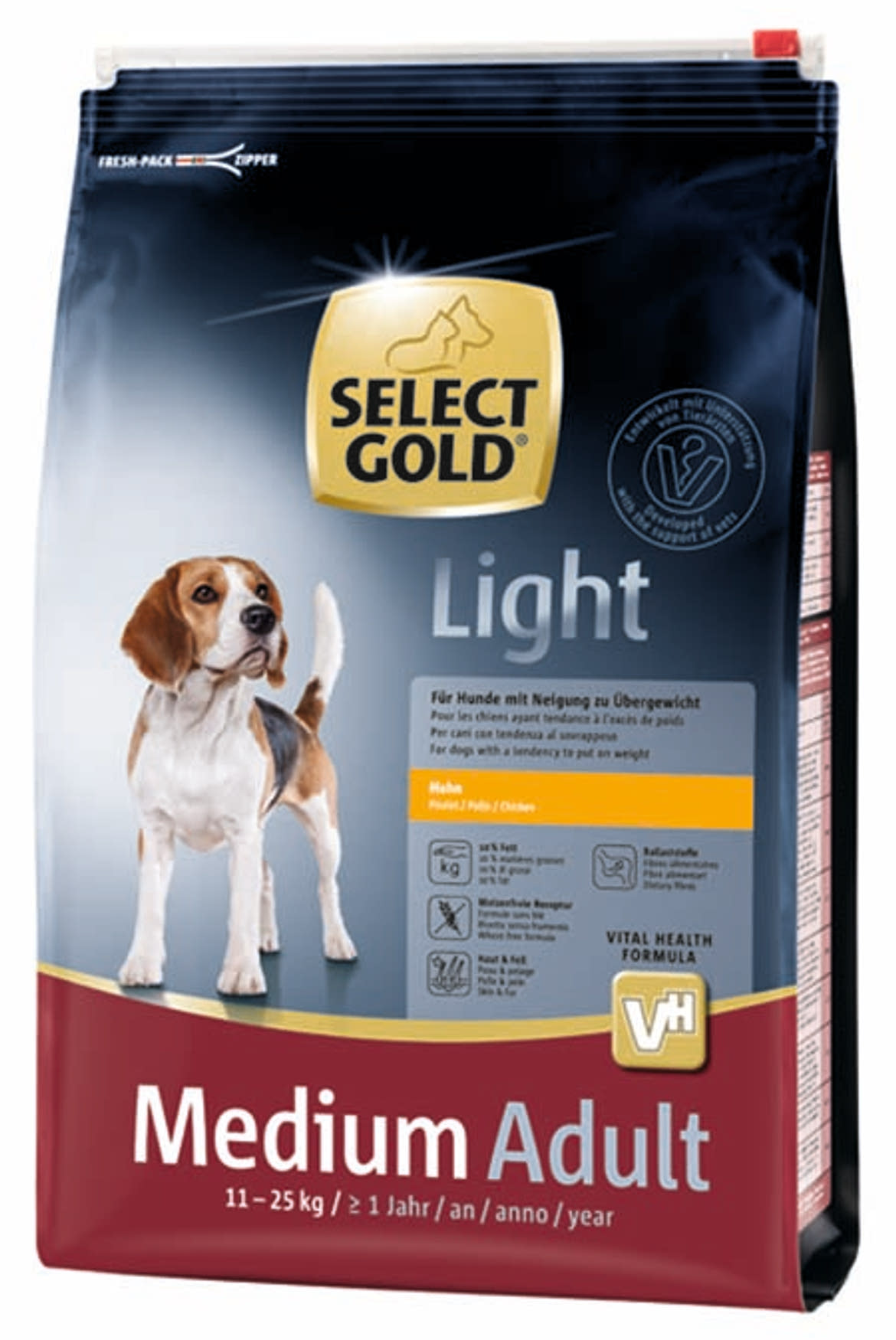 SELECT GOLD Light kutya szárazeledel medium adult csirke