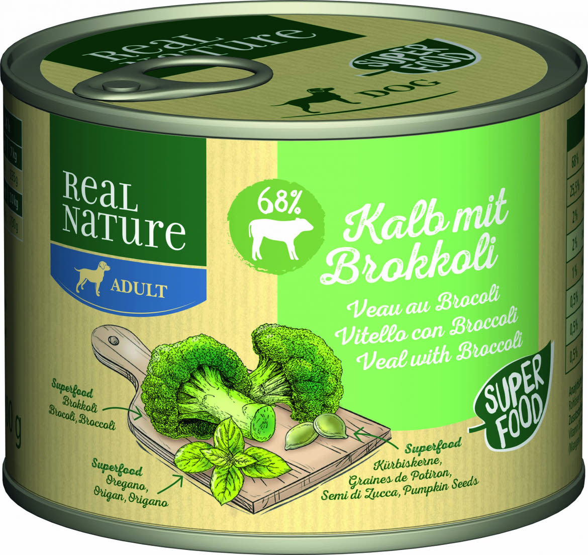 REAL NATURE Classic kutya konzerv adult borjú&brokkoli