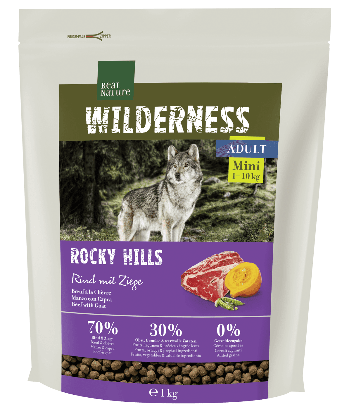Real Nature Wilderness száraz kutyaeledel mini adult kecske