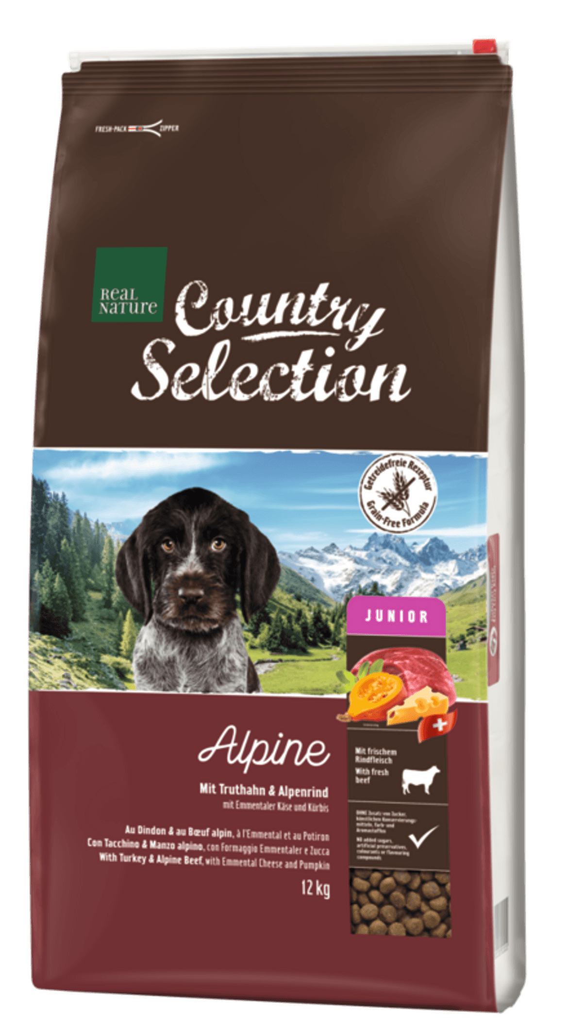 REAL NATURE Country Alpine kutya szárazeledel junior pulyka&marha