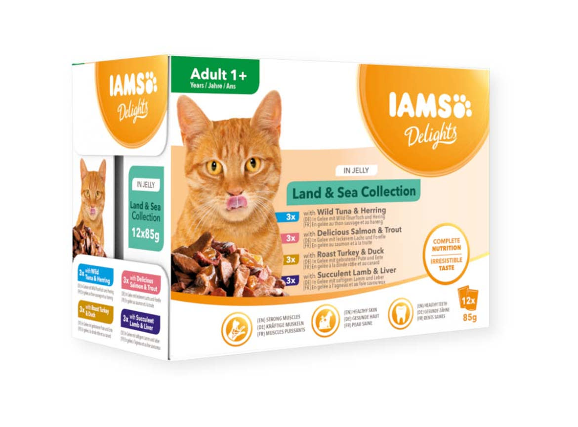 IAMS Delights Land&Sea Collection in jelly MP macska tasak 12x85g